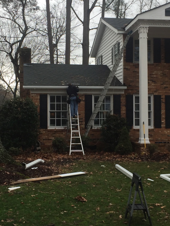 Chesapeake, VA - Installing new LeafGuard gutters Chesapeake, VA - Installing new LeafGuard gutters