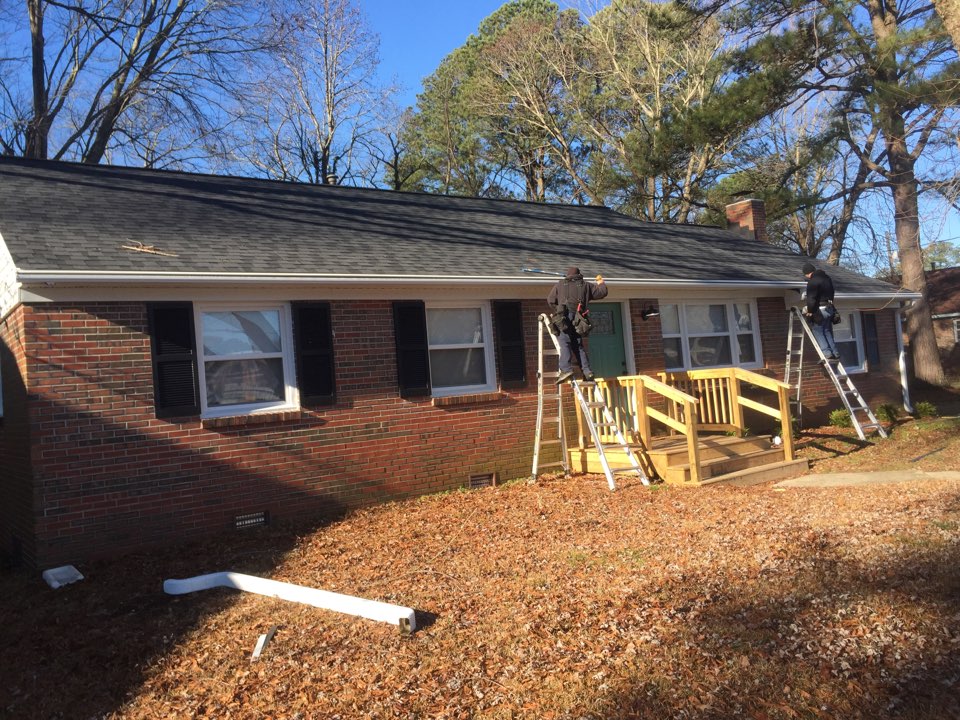Portsmouth, VA - Installing new LeafGuard gutters. Portsmouth, VA - Installing new LeafGuard gutters.