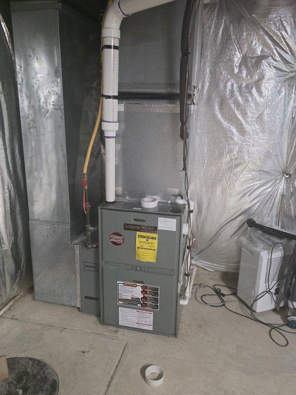 Completed comfort call on existing HVAC system. Customer inquired about refrigerant service, but explained company policy does not include refrigerant top-offs without proper diagnosis and leak repair. Verified system operation and confirmed unit is currently functioning properly. Documented electrical panel and Ruud furnace installation with photos for service records.