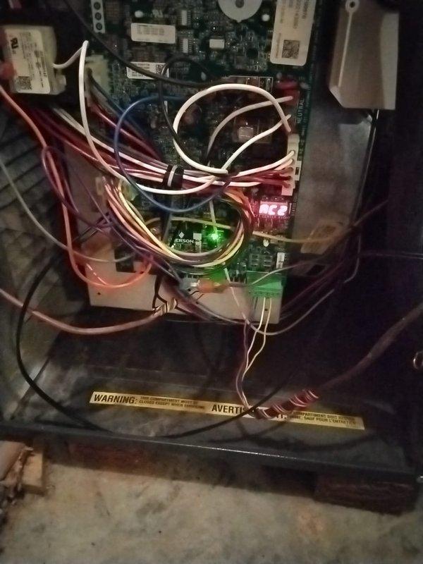 Responded to no cooling complaint with outdoor unit not operating. Diagnosed failed control board causing system shutdown. Documented existing conditions with photographs of control board and wiring configuration. Ordered necessary replacement parts for return visit to complete repair. Noted unit requires routine maintenance cleaning.