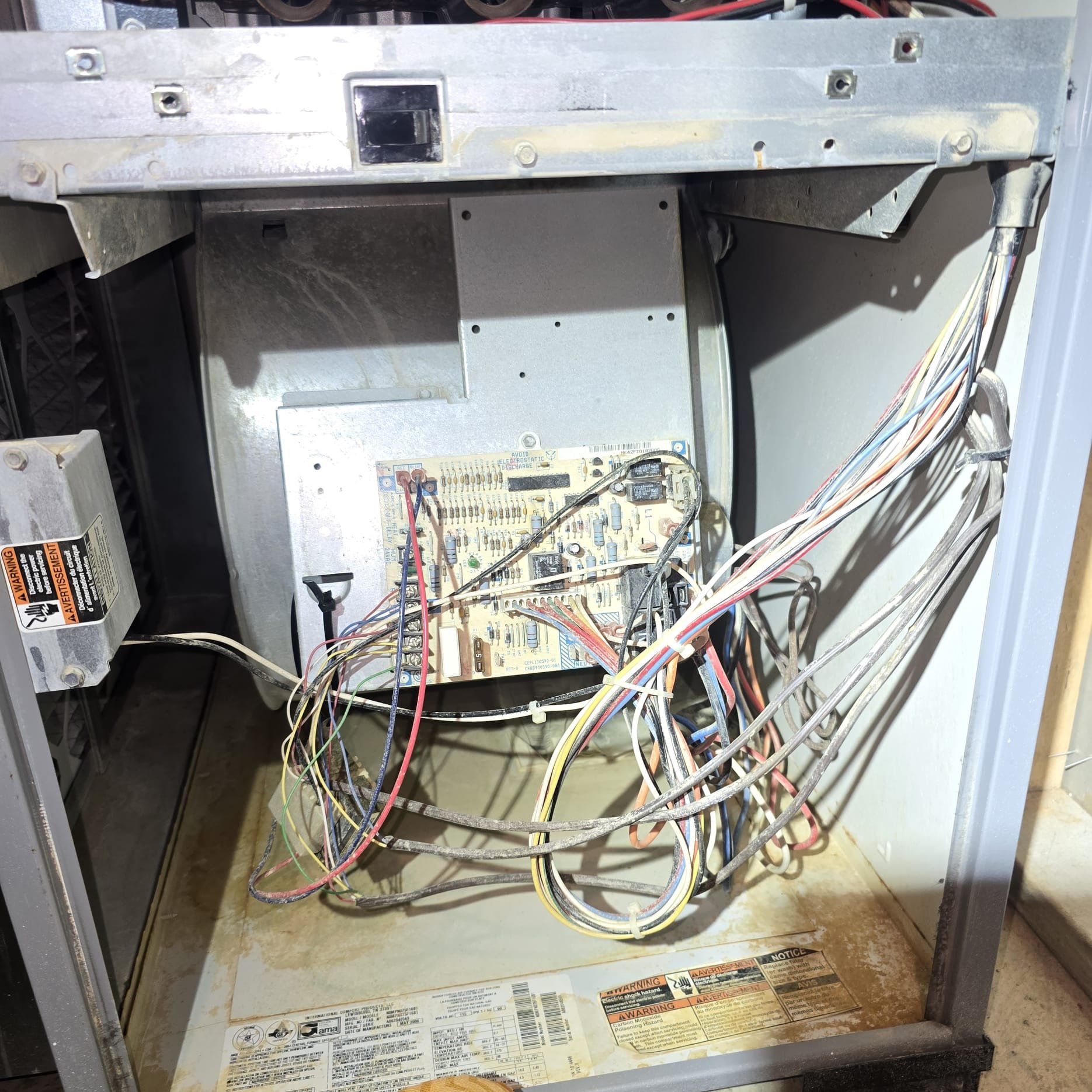 I performed maintenance on two gas furnaces, focusing on AC components. Both units were inspected, with filters checked and found to be in good condition. The first unit did not achieve a 20-degree delta T, capping at 12 degrees despite running for over 15 minutes. The indoor coil had significant rust, and a level one blower cleaning was conducted. The second unit had a 5-degree delta T, with the indoor coil also heavily rusted. The blower passed a tissue test, so no cleaning was done. The outdoor coils were cleaned with a coil cleaner and water.