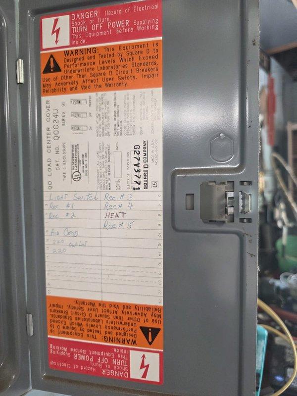 # Comfort Call Summary

Performed routine comfort call inspection of residential mechanical and electrical systems. Documented electrical panel configuration showing main distribution center with circuit directory identifying lighting circuits, receptacle circuits, and heating system connections. Verified proper labeling and safety warnings present on panel door. Inspected mechanical room containing well pump system with pressure tank, water storage tank, and extensive PVC distribution network. Observed HVAC equipment and associated components in operational area with active plumbing connections. All systems photographed for service records.