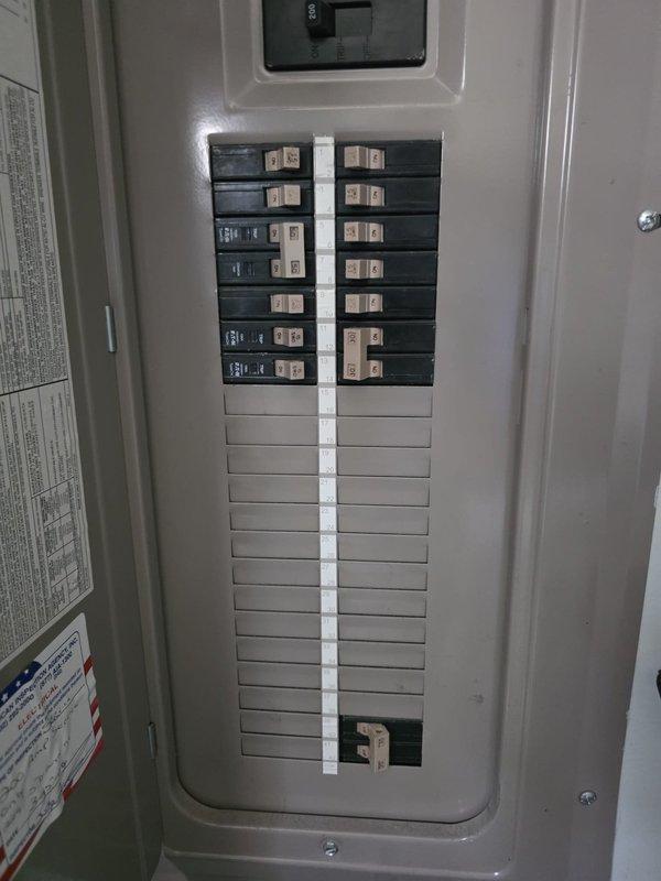Completed comfort call inspection of HVAC system and crawl space area. Documented existing conditions including sagging ductwork, exposed electrical wiring along floor joists, moisture staining on concrete floor, and loose insulation material. Photographed electrical panel showing available breaker capacity and current circuit configuration. Advised on observed deficiencies requiring attention for proper system operation and safety compliance.