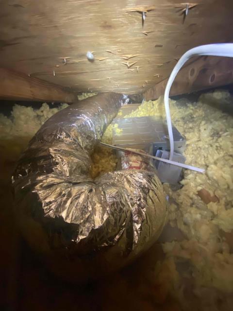 ran bath fan to soffit and blew attic insulation to r38