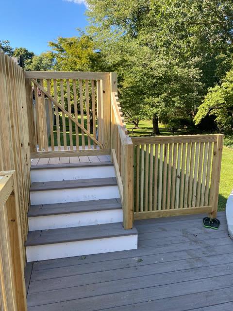 New Canaan, CT - Finished look at the new AZEK stairs connecting the existing and new pool deck! Just a few short steps to enjoying the pool and warm weather! New Canaan, CT - Finished look at the new AZEK stairs connecting the existing and new pool deck! Just a few short steps to enjoying the pool and warm weather!