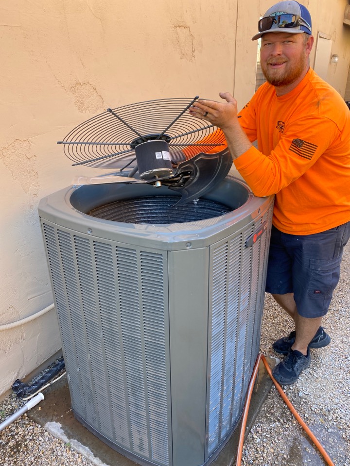 Preventative maintenance on a Trane air conditioner in cave creek 