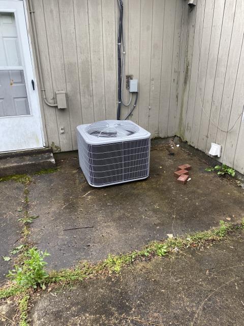 After removing the old air conditioner, I installed a Carrier 16 SEER 3 Ton Air Conditioner. Cycled and monitored the system.  Operating normally at this time.  Included with the installation is a free 1 year service maintenance agreement.