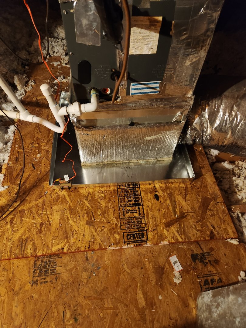 Marietta, GA - Installed new drain pan and 1/2" plywood underneath airhandler in attic 