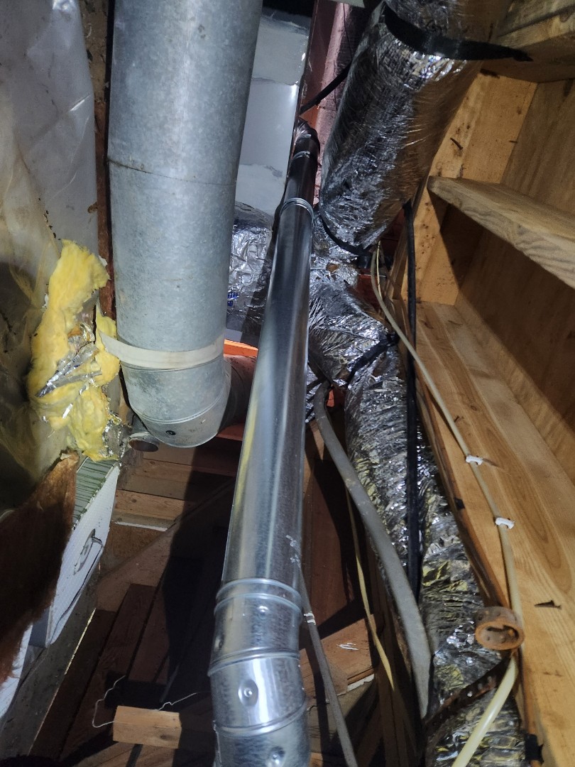 Marietta, GA - Replaced single wall flue vent with Double wall flue vent in crawl space to furnace 