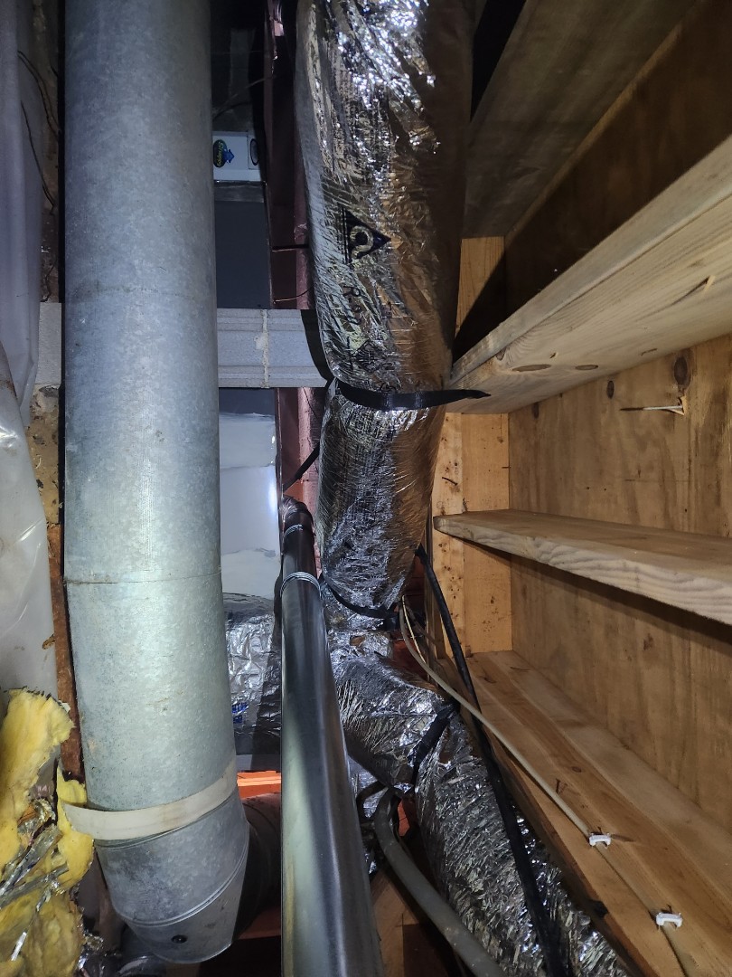 Marietta, GA - Replaced single wall flue vent with Double wall flue vent in crawl space to furnace 