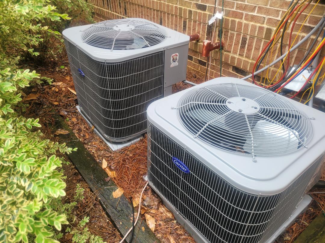 Acworth, GA - Performed AC Maintenance on 3 Carrier Condensing Units and removed all debris from bottom of condensing units. Acworth