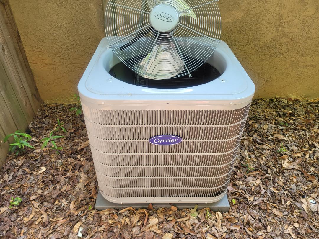 Kennesaw, GA - Performed AC Maintenance on a Carrier Condensing Unit and removed all debris from bottom of condensing unit, also with zoning. 