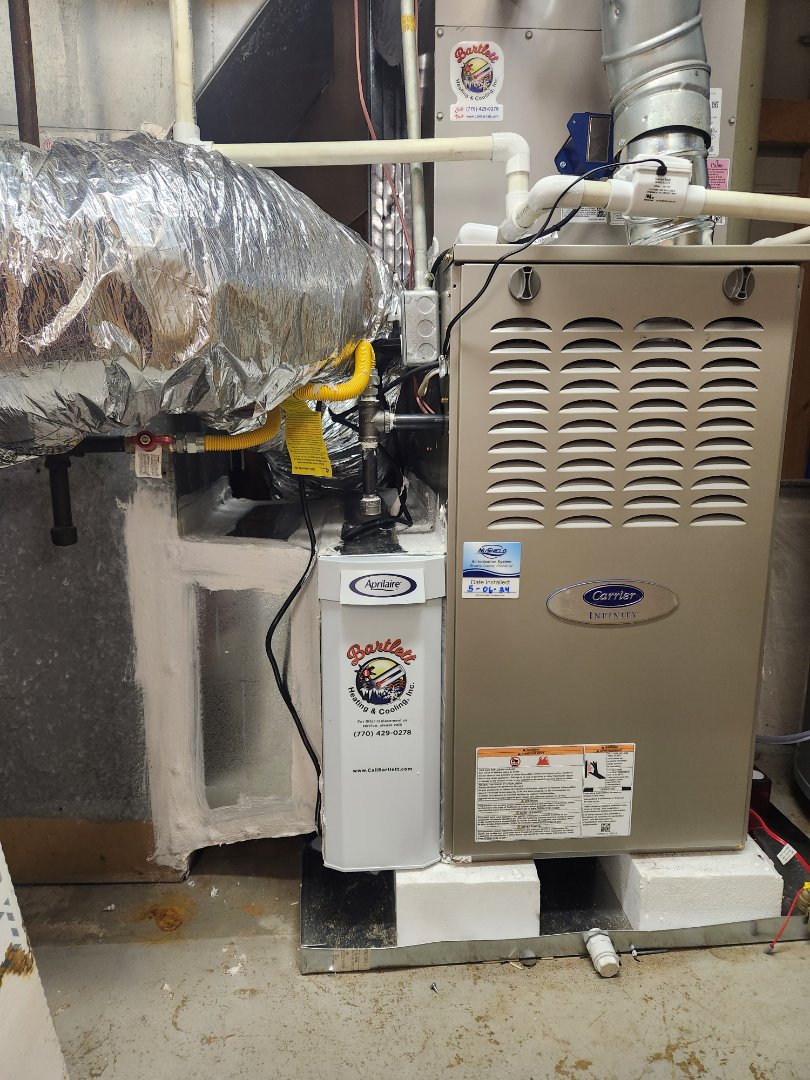 Marietta, GA - installed new Carrier Infinity 5 stage condenser with Infinity 2stage variable speed gas furnace Infinity Mytouch WIFI Thermostat Infinity zone system and Aprilaire media filter 