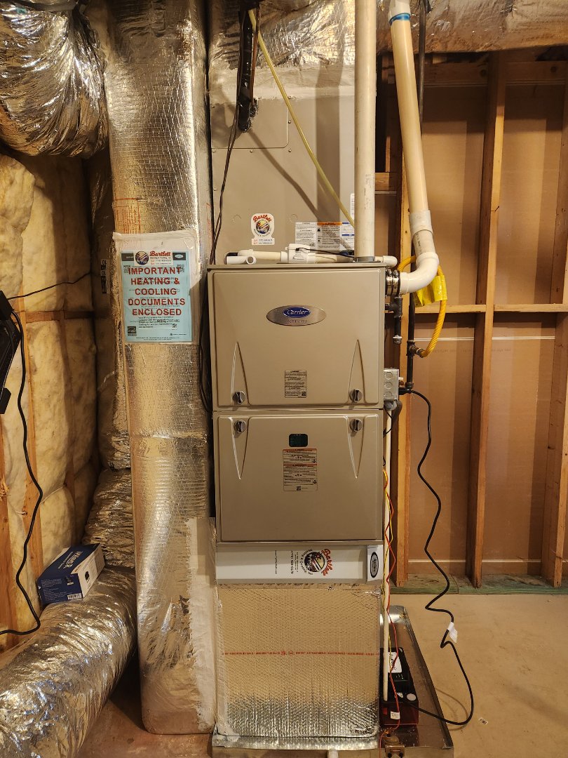 Atlanta, GA - installed new Carrier Infinity high efficiency system with Carrier Infinity Mytouch WIFI Thermostat and Aprilaire media filter 