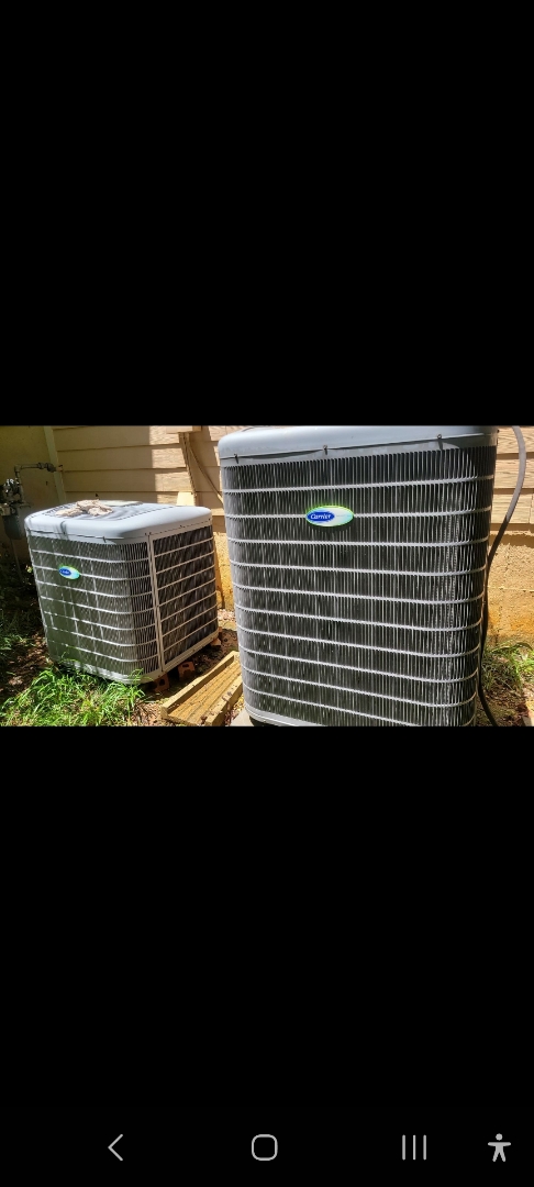 Kennesaw, GA - Performed AC Maintenance on 2 High Efficiency Carrier Infinity Condensing Units and removed all debris from bottom of condensing Units.  Acworth 