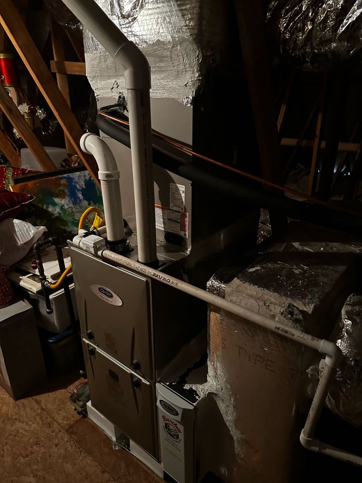 Marietta, GA - Installed two new carrier infinity 90 percent furnaces, and two carrier air conditioners with matching evaporator coils. Systems serve the upstairs and main floor of the home. Installed pan overflow safeties and in-line float switches. Charged system with 410a refrigerant and checked pressures. Fired up both systems in heat to ensure they are ready when it gets cool outside. Systems are both working as needed. 