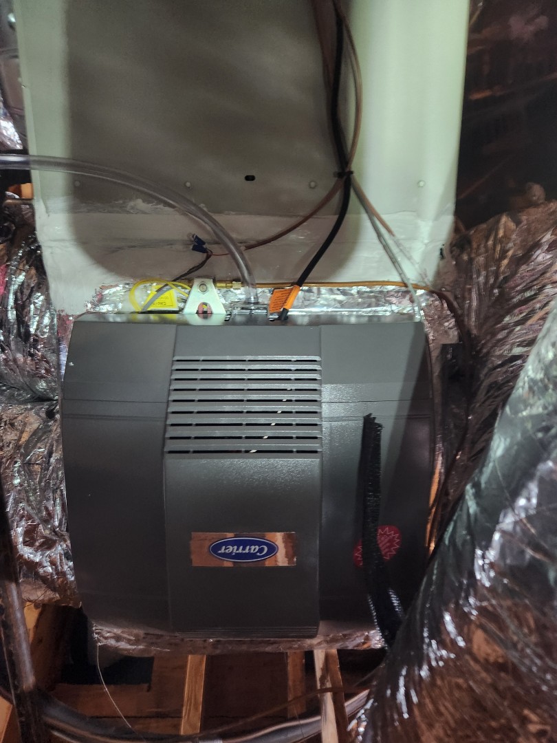 Atlanta, GA - Installed new Carrier Infinity high efficiency system with Carrier Infinity Mytouch WIFI Thermostat and Aprilaire media filter and Carrier Humidifier 
