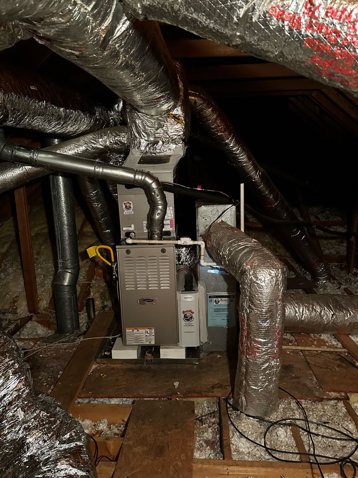 Marietta, GA - Replaced existing mechanical system serving the upstairs. Increased return duct to spare bedroom from 8 inch to 10 inch. Installed new Aprilaire filter rack. Tested heat. Charged air conditioner with 410A refrigerant and checked Delta T. System is working as needed. 