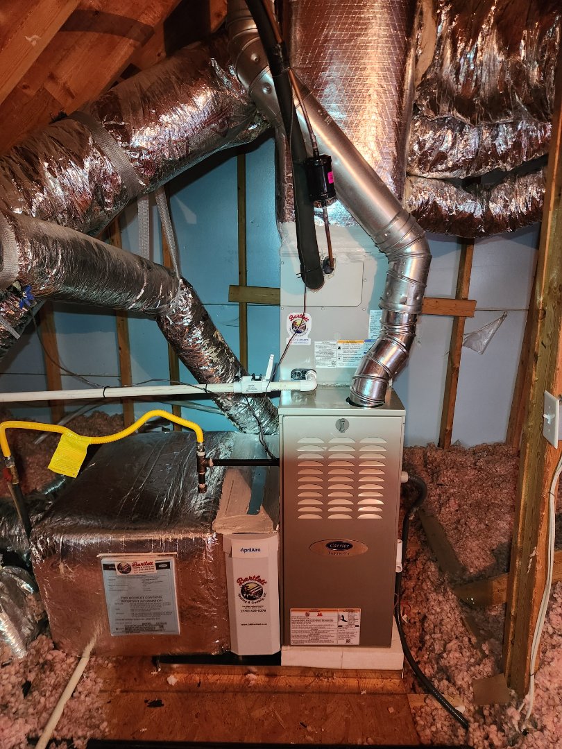 Atlanta, GA - installed new Carrier Infinity high efficiency system with Carrier Infinity Mytouch WIFI Thermostat and Aprilaire media filter 