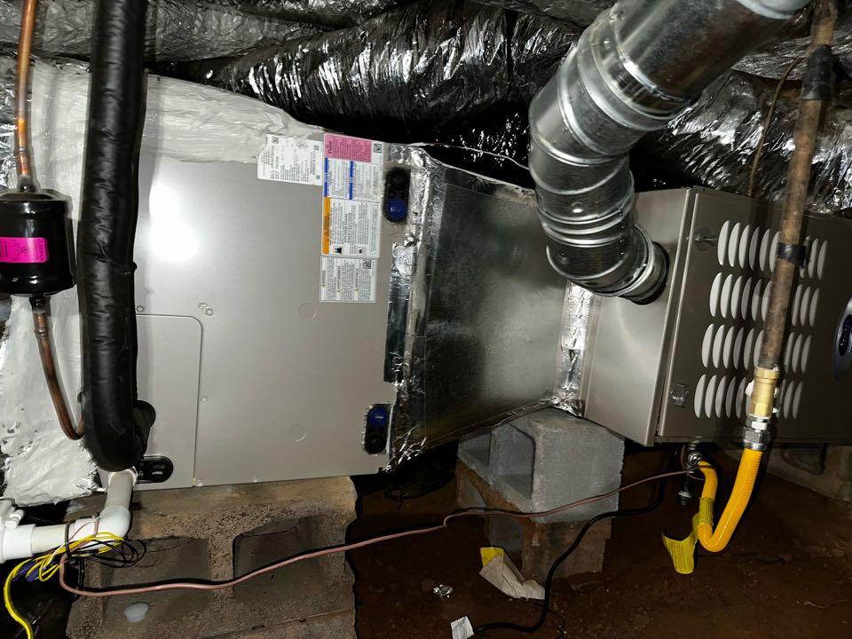 Smyrna, GA - Replaced existing mechanical system located horizontally in the crawl space with new Carrier Infinity furnace. New carrier Puron condenser with matching evaporator coil. Installed new Aprilaire filter rack. Charged air conditioner with 410A refrigerant and checked pressures. Fired up heat and diagnosed bad rollout switch. Bypassed the switch for now. Will have service tech come to repair it. Everything is working as neeeded. Thank you for choosing Bartlett Heating and Cooling. 