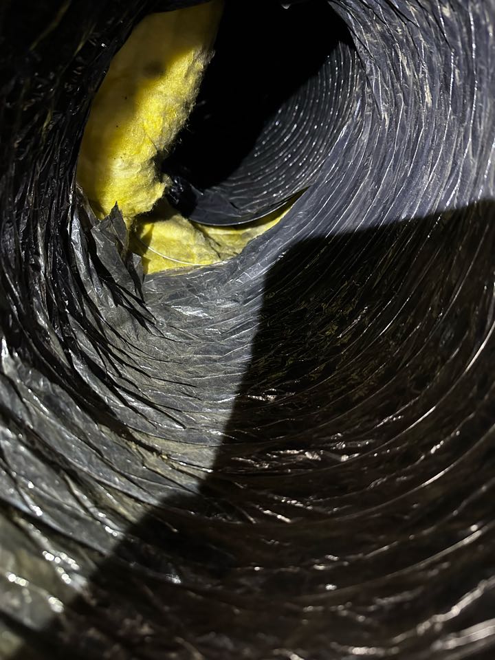 Smyrna, GA - Installed 5 manual dampers and repaired torn duct work. Fixed a pinched off duct by using a hard pipe elbow. Balanced air flow with dampers and registers best I can. Kitchen area seems to be getting the least air flow no matter the adjustments made. I think the adjustments made will help. Recommend a camera inspection of duct work to see if it is torn in the inaccessible areas. 