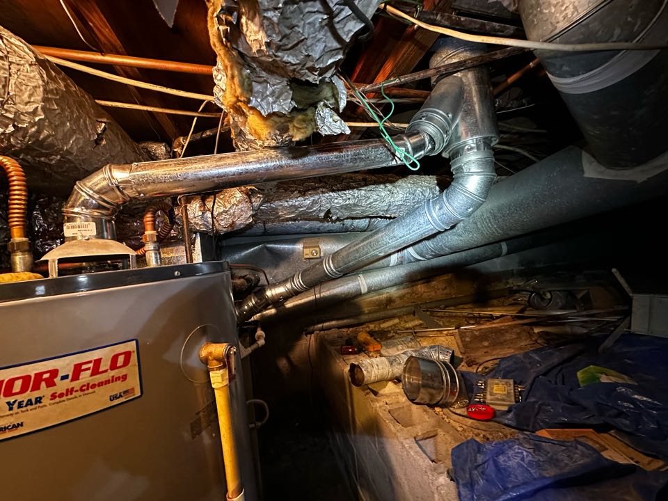 Atlanta, GA - Could not replace evaporator coil due to height issues. Will return Friday to replace full system. Replaced flue pipe to water heater and furnace. Relit water heater. System is working in the meantime. Thank you for choosing Bartlett Heating and Cooling. 