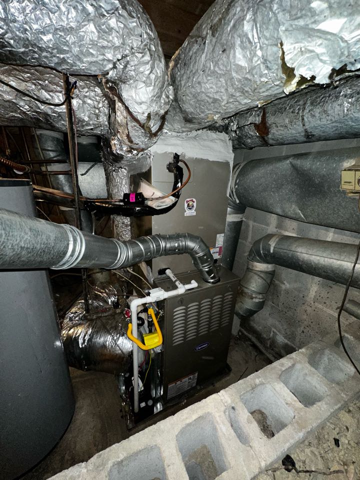 Atlanta, GA - Replaced existing mechanical system located up flow in the crawl space. Installed new Carrier Comfort series 5 ton Puron condenser with matching evaporator coil. Installed new Carrier 80% furnace. Set gas pressures. Charged air conditioner with 410A refrigerant and checked pressures. System is cooling and heating as needed. Thank you again for choosing Bartlett Heating and Cooling. 
