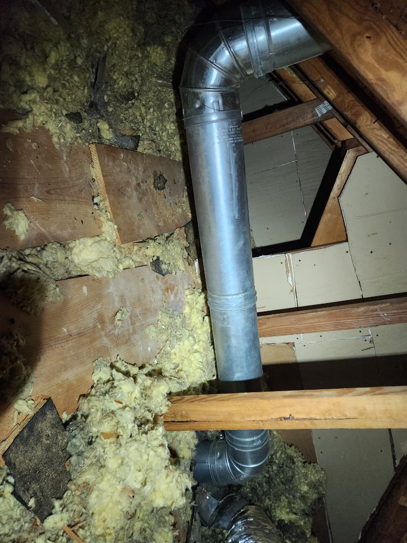 Smyrna, GA - replaced 2 broken double wall elbows in attic
