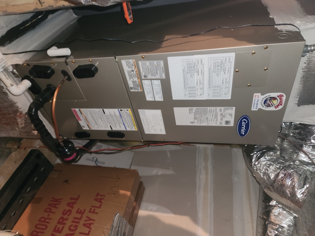 Smyrna, GA - Installed new Carrier Infinity high efficiency system with Carrier Infinity Mytouch WIFI Thermostat and Aprilaire media filter 