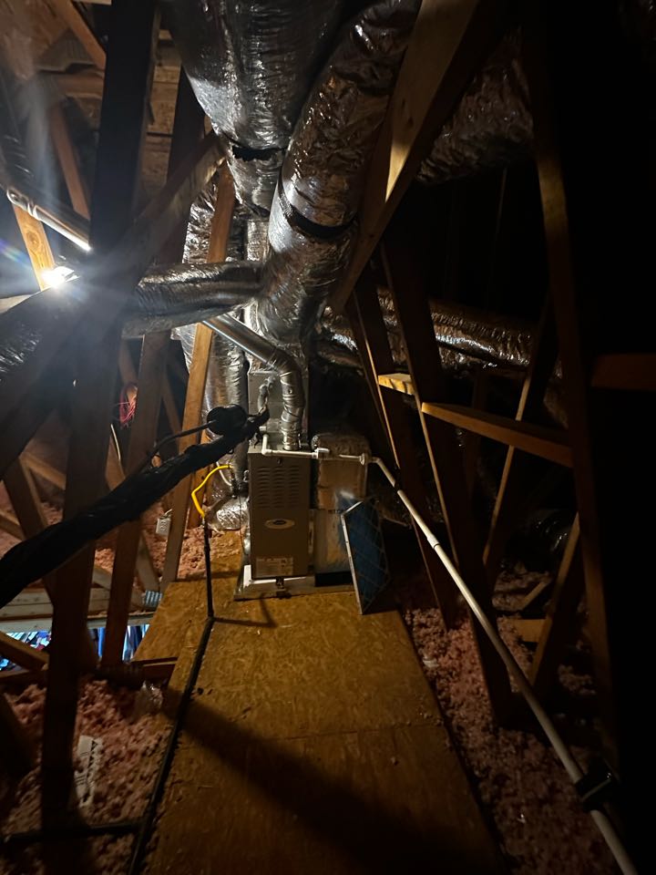 Smyrna, GA - Replaced existing mechanical system serving the upstairs. Ran new 4 inch flue pipe through the roof. Replaced return and supply plenum. Installed new 16x25x1 filter rack. Set gas pressures and tested air conditioner. System is working as needed. Thank you for choosing Bartlett Heating and Cooling. 