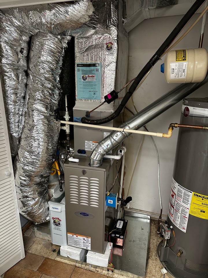 Smyrna, GA - Replaced existing mechanical system. Installed new Aprilaire filter rack. Rebuilt coil to supply transition and insulated it. Set gas pressures and tested air conditioner. System is working as needed. Thank you for choosing Bartlett Heating and Cooling. 