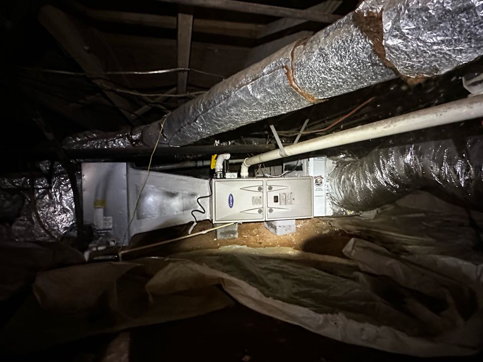 Marietta, GA - Replaced existing furnace with new Carrier 92% 60K BTU Infinity furnace. Replaced condensate pump. Installed Emerson thermostat. Installed Aprilaire filter rack. Rebuilt coil to furnace transition. Set gas pressures and tested air conditioner. System is working as needed. Thank you for choosing Bartlett Heating and Cooling. 