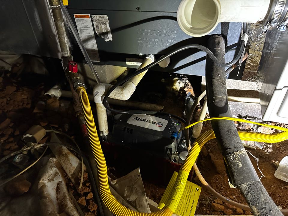Marietta, GA - Replaced existing furnace in the crawl space with new Carrier comfort series 96%, 80,000 BTU gas furnace. Installed new condensate pump and drained into internal plumbing. Set gas pressures on furnace. System is working as needed. Thank you for choosing Bartlett Heating and Cooling. 