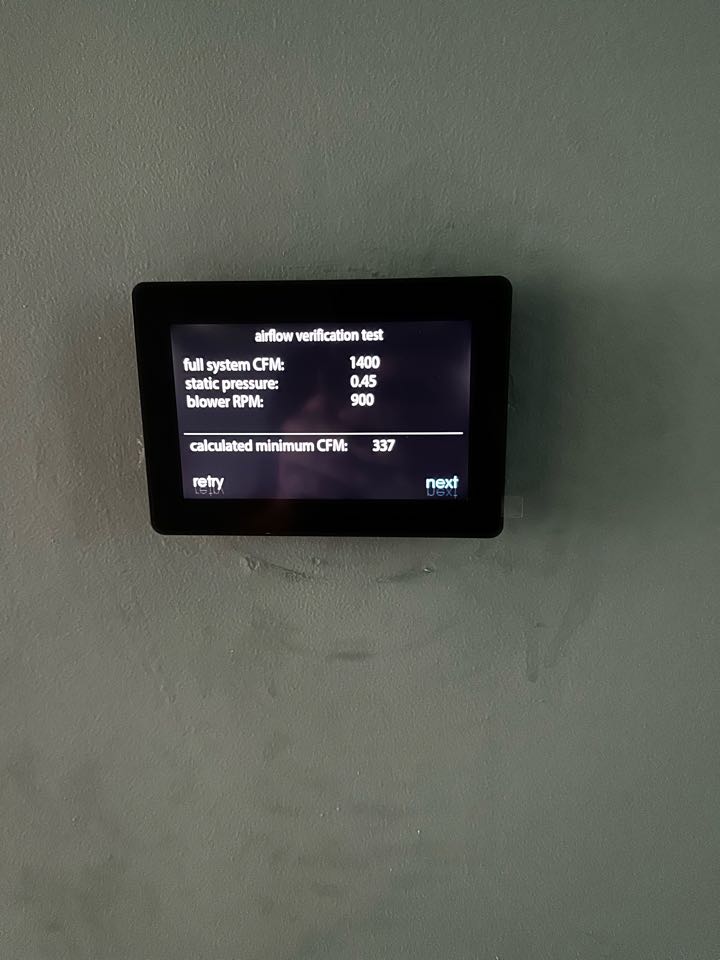 Smyrna, GA - Finished up work from Saturday. Installed new Infinity air conditioner and Infinity thermostat. Set up WiFi and Carrier Home app. Charged air conditioner with 410A refrigerant and checked pressures. System is working as needed. Thank you for choosing Bartlett Heating and Cooling. 