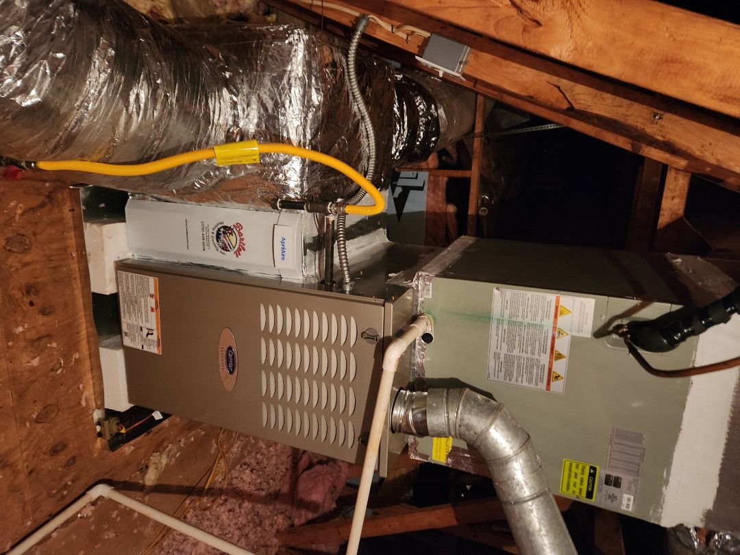Dallas, GA - Installed new Carrier High Efficiency gas furnace with Aprilaire media filter 