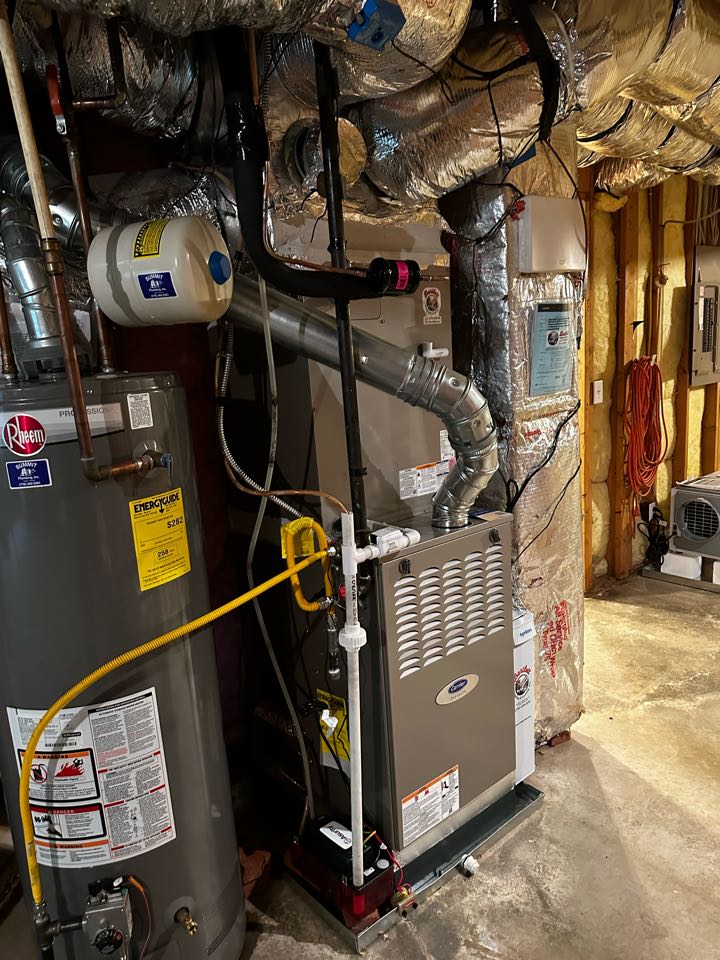 Smyrna, GA - Replaced existing mechanical system serving main and basement. Installed new Carrier Infinity Furnace, Condenser and matching evaporator coil. Replaced zone board. Replaced thermostat and smart sensor. Installed Aprilaire filter rack. Installed new Carrier humidifier. Set gas pressures and charged air conditioner. System is working as needed. Thank you for choosing Bartlett Heating and Cooling. 