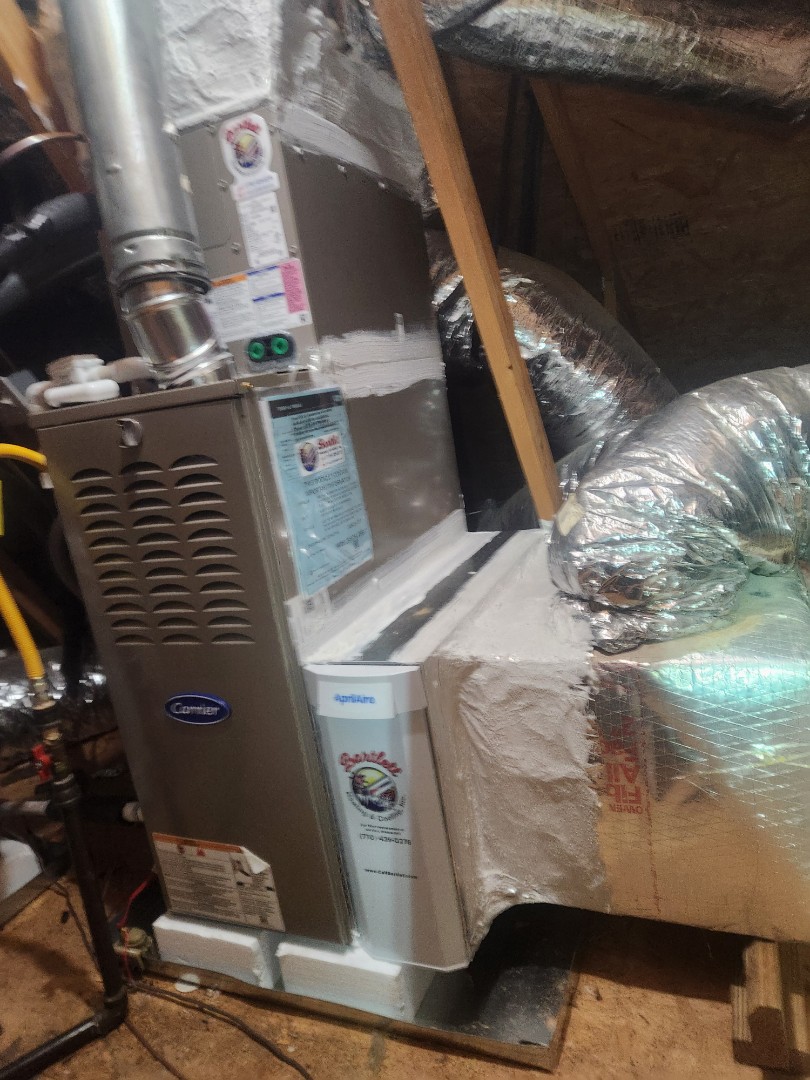 Smyrna, GA - Installed new Carrier High Efficiency gas furnace Carrier condenser with Aprilaire media filter 