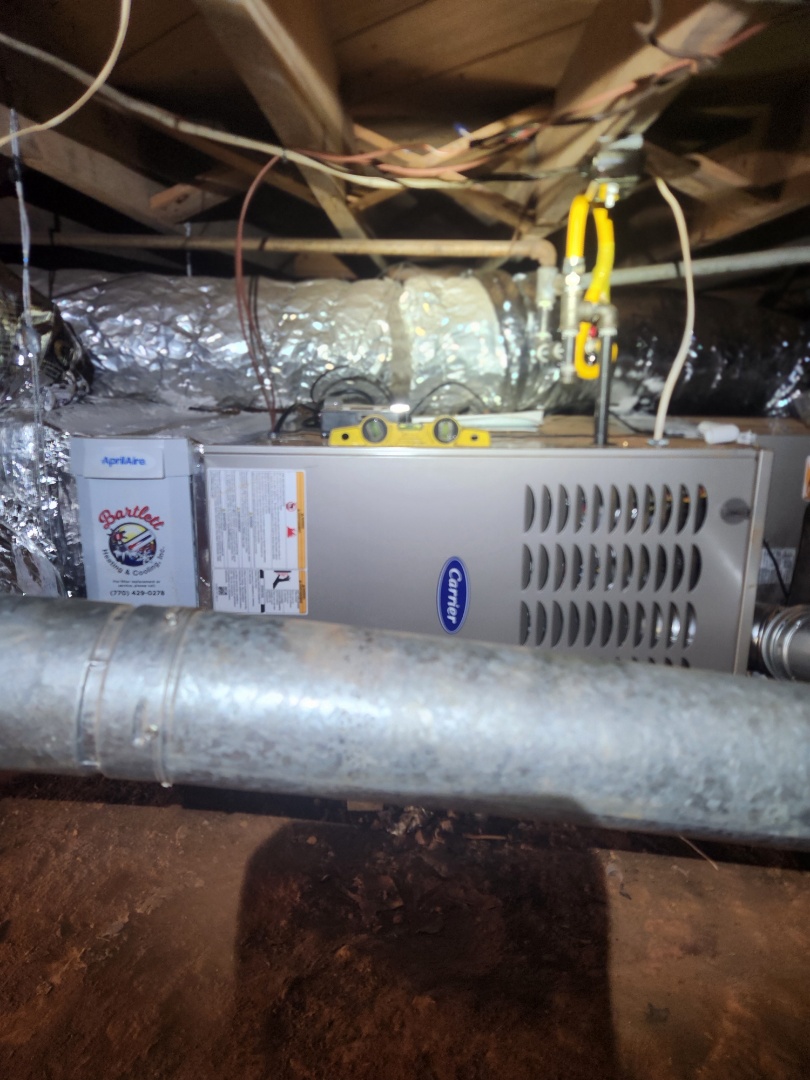 Smyrna, GA - Installed new Carrier High Efficiency system with Ecobee Wifi Thermostat Aprilaire media filter and new supply and return plunms