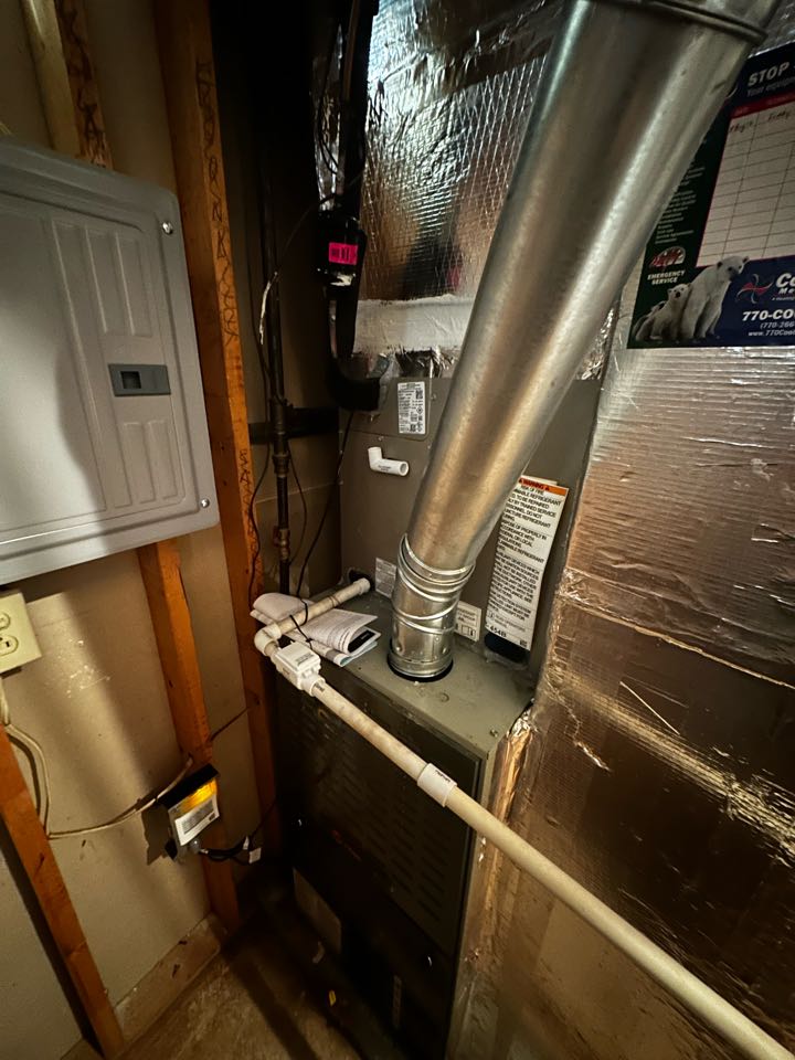 Marietta, GA - Replaced existing cooling system. Replaced all single wall flue pipe with double wall. Replaced thermostat. Charged air conditioner. System is cooling as needed. Thank you for choosing Bartlett Heating and Cooling. 