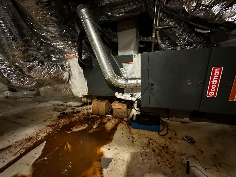 Marietta, GA - Replaced existing evaporator coil. Found old coil to be off level and completely unattached from the furnace causing water to leak into the crawl space. Found condensate pump safety to not be hooked up. Wires were inserted into cabinet but not connected to anything. Connected safety and added inline float switch. Leveled coil properly, screwed to furnace and checked drainage. Charged air conditioner and checked Delta T. System is cooling as needed. Thank you for choosing Bartlett Heating and Cooling