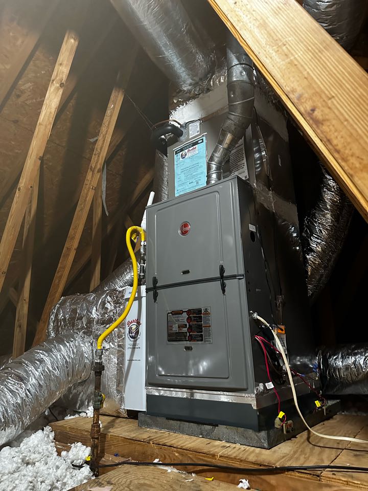 Marietta, GA - Replaced existing cooling system. Reinstalled furnace on support box for better airflow. Added 8 inch return to spare bedroom. Installed new Aprilaire filter rack. Replaced supply and return plenum. Charged air conditioner and checked Delta T. System is cooling as needed. Thank you for choosing Bartlett Heating and Cooling. 