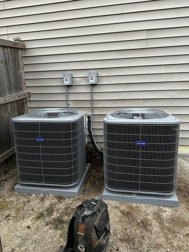 Marietta, GA - Replaced complete mechanical systems for main and upstairs. Replaced both thermostats. Replaced supply and return plenum on both systems. Increased b vent through roof from 3 to 4 inch. Set gas pressures and charged air conditioners. Both a ystems are working as needed, thank you for choosing Bartlett Heating and Cooling. 