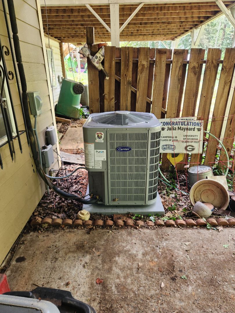 Marietta, GA - Installed new Carrier High Efficiency 2stage variable speed gas furnace Carrier condenser with Aprilaire media filter 