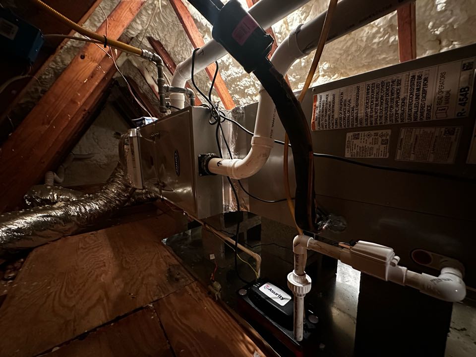 Marietta, GA - Replaced existing mechanical system. Installed new UV light, air cleaner and Aprilaire filter rack. Installed new Ecobee thermostat. Replaced plenums. Set gas pressures and charged air conditioner. System is working as needed. Thank you for choosing Bartlett Heating and Cooling. 