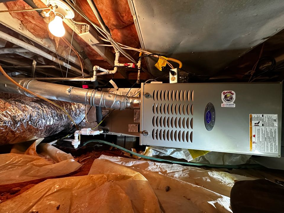 Marietta, GA - Replaced existing mechanical system. Replaced thermostat with new Infinity My Touch thermostat. Installed new electronic air filter. Replaced return and supply plenum. Set gas pressures and charged air conditioner. System is working as needed. Thank you for choosing Bartlett Heating and Cooling. 