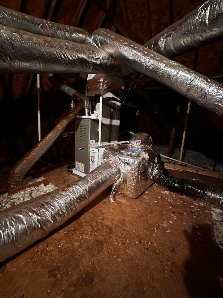 Marietta, GA - Replaced existing mechanical system for upstairs. Installed new Aprilaire filter rack. Replaced return plenum. Sealed connections. Set gas pressures and charged air conditioner. System is working as needed. Thank you for choosing Bartlett heating and Cooling. 