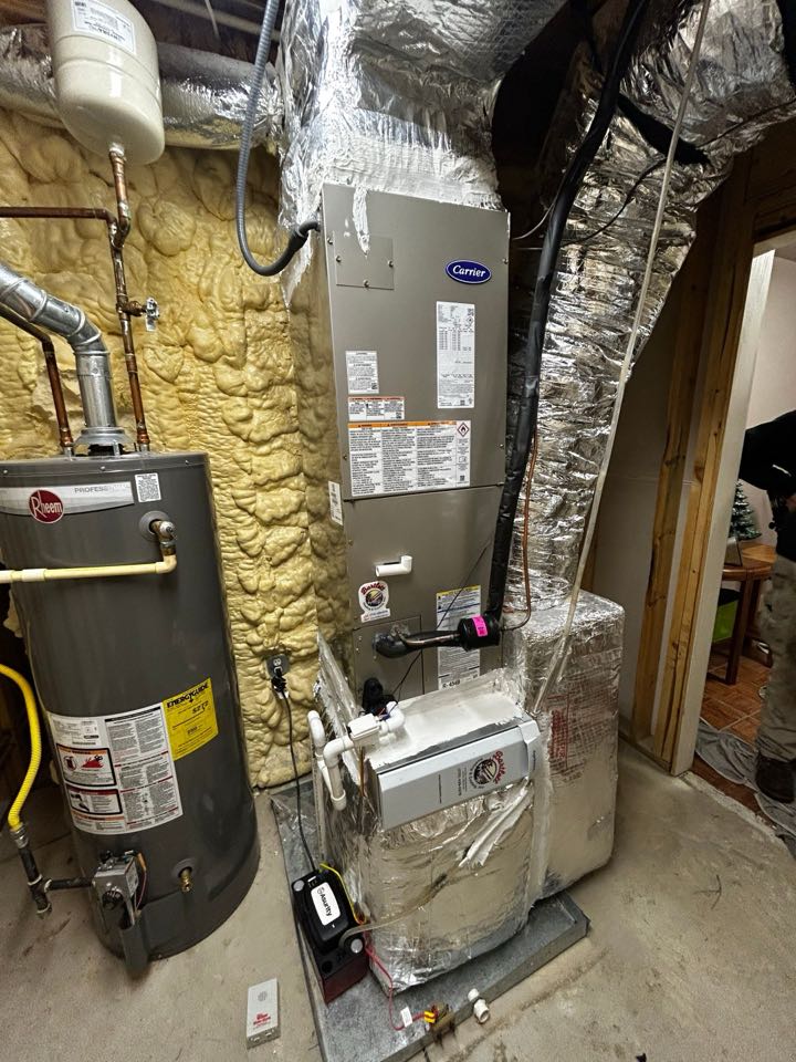 Replaced existing mechanical system serving the basement. Replaced support box. Installed Aprilaire filter rack. Tested heat and air conditioner. System is working as needed. Thank you for choosing Bartlett Heating and Cooling. 