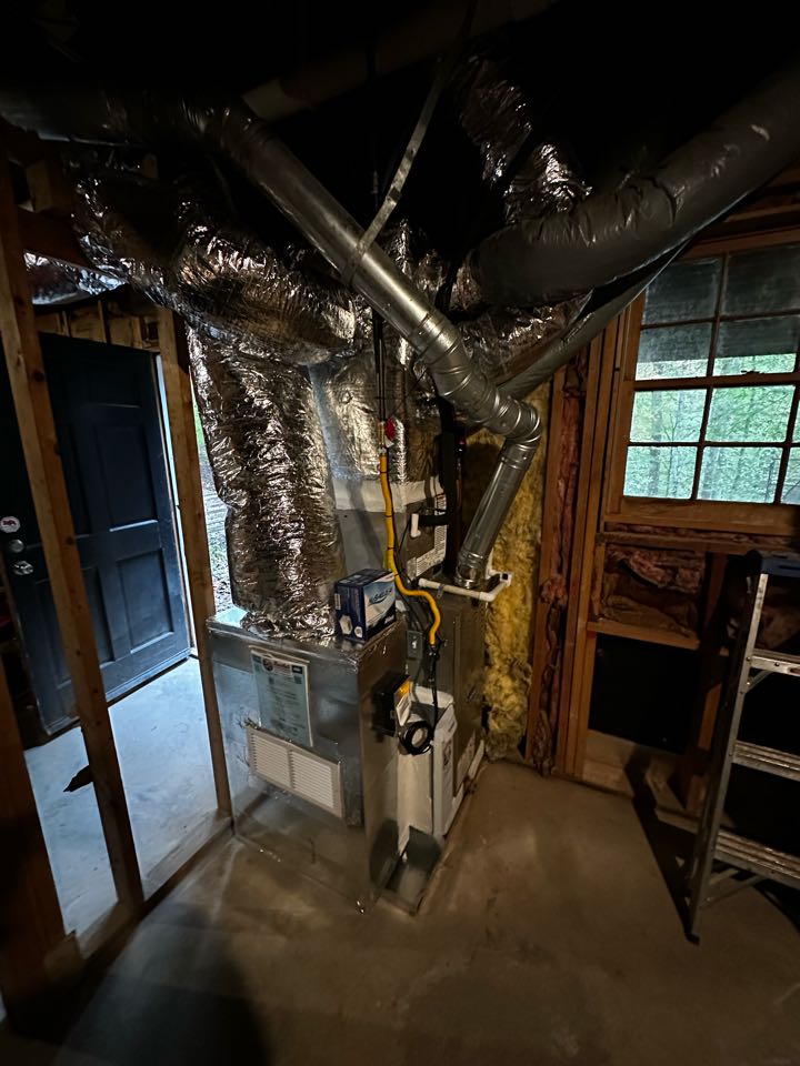 Replaced existing mechanical system serving the master bedroom. Replaced supply and return plenum. Replaced thermostat with new Ecobee thermostat. Installed new Aprilaire filter rack. Set gas pressures and tested air conditioner. System is working as needed. Thank you for choosing Bartlett Heating and Cooling. 