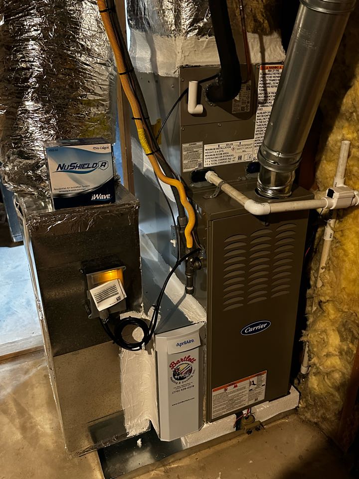 Replaced existing mechanical system serving the master bedroom. Replaced supply and return plenum. Replaced thermostat with new Ecobee thermostat. Installed new Aprilaire filter rack. Set gas pressures and tested air conditioner. System is working as needed. Thank you for choosing Bartlett Heating and Cooling. 