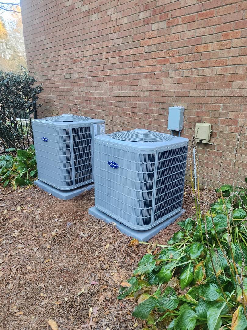 Marietta, GA - Installed 2 new Carrier High Efficiency 2stage variable speed gas furnaces Carrier High Efficiency Condensers with Ecobee Wifi Thermostats and Aprilaire media filter 